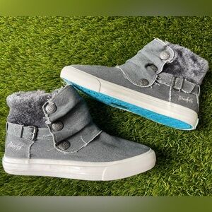 Blowfish Malibu Malia Shearling Faux Fir Lined Canvas Booties Size 7.5